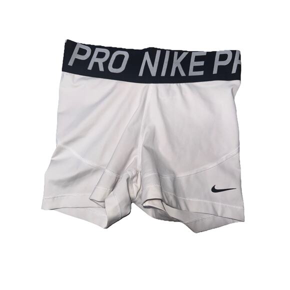 WHITE WOMENS NIKE PRO SHORTS SIZE SMALL EUC (Q4) - Picture 1 of 3